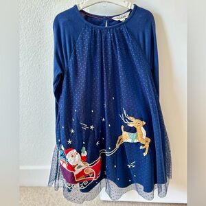 Mini Boden Santa Sleigh Dress Navy 6-7